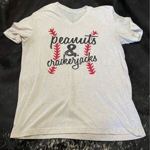 Baseball‎ Theme Women’s Large V-neck T-Shirt Peanuts & Crackerjacks Unbranded